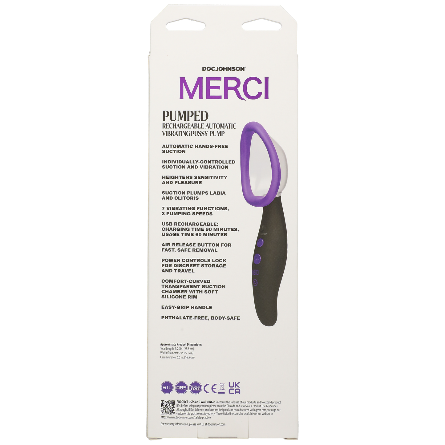 Doc Johnson - Merci - Pumped - Bomba vibradora automática recargable para el clítoris - Negro