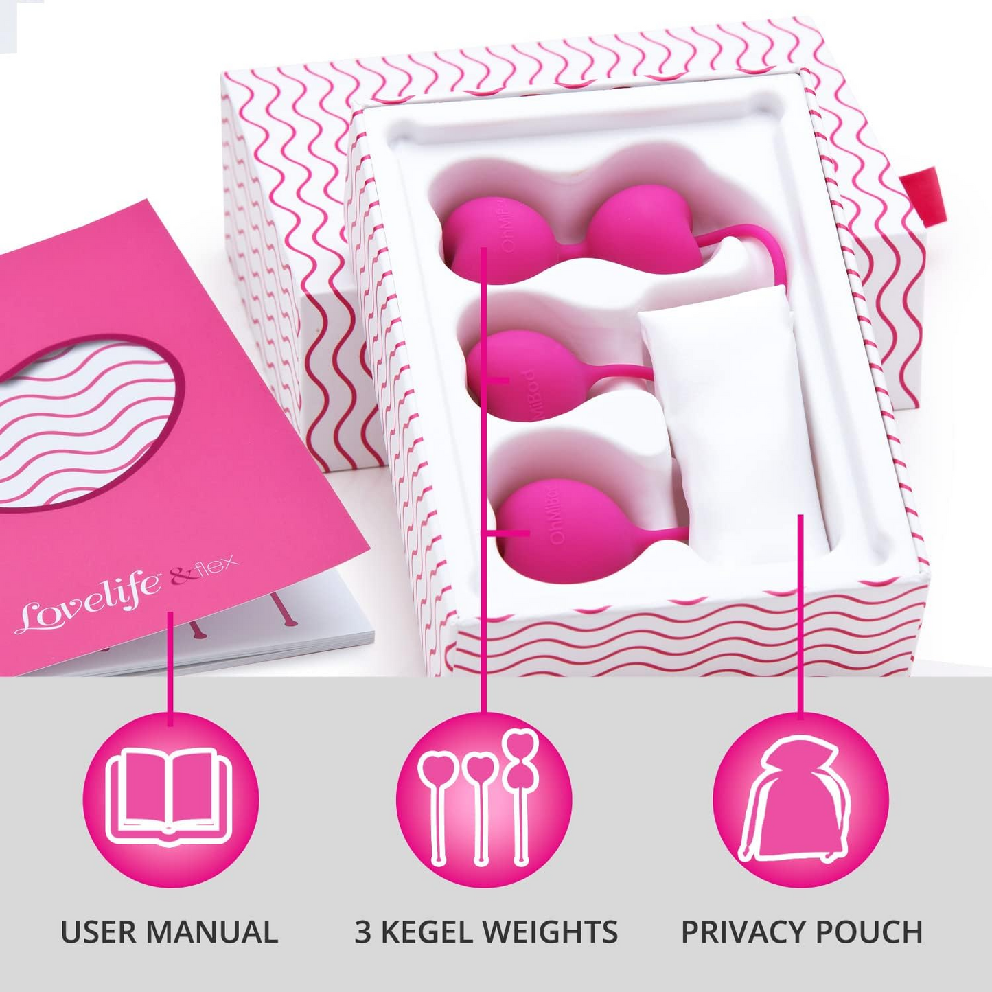 OhMiBod - Lovelife Flex Kegel Balls – Pesos Kegel para mujeres para fortalecer los músculos del suelo pélvico