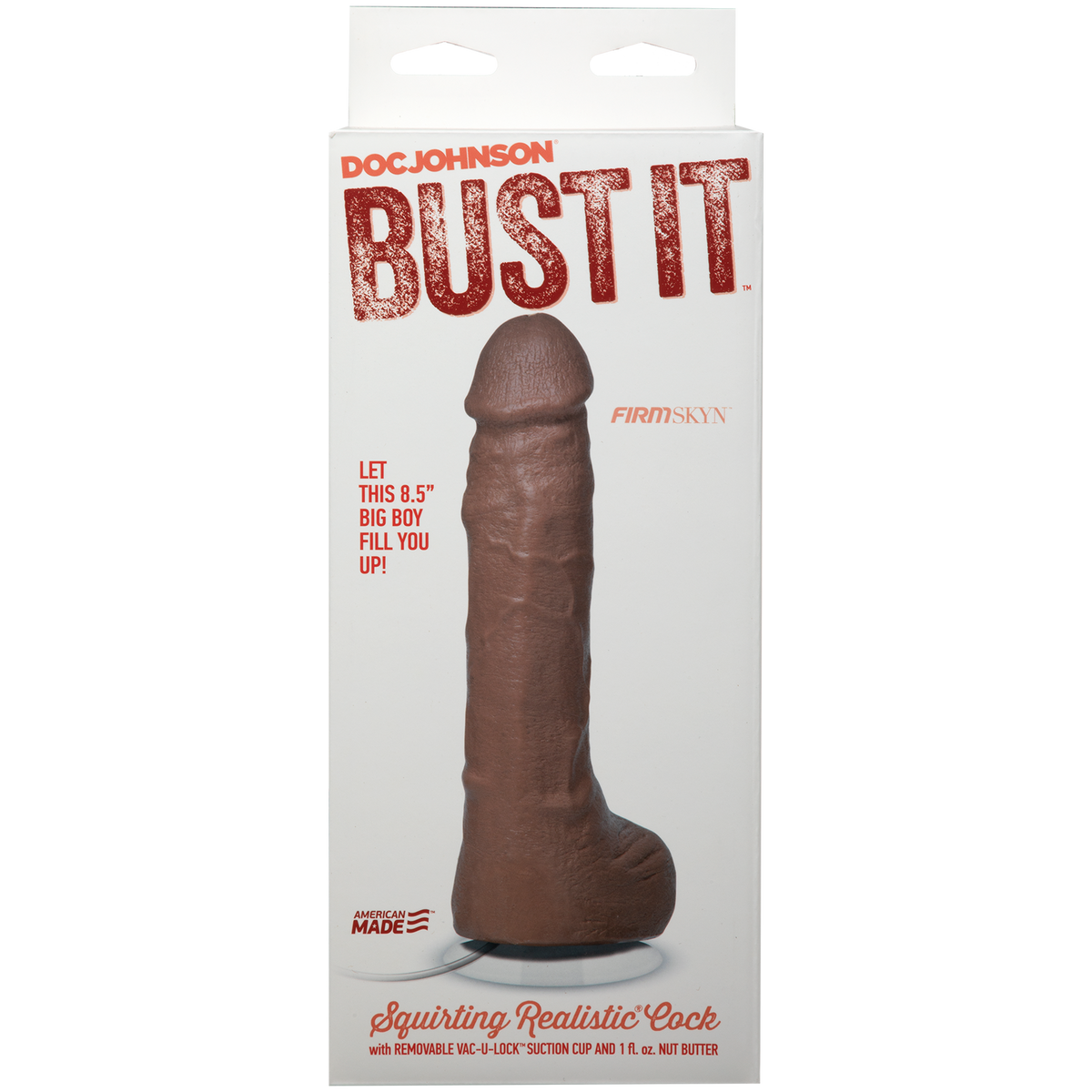 DOC JOHNSON - Bust It - Pene realista con eyaculación - Con ventosa extraíble Vac-U-Lock - Caramelo