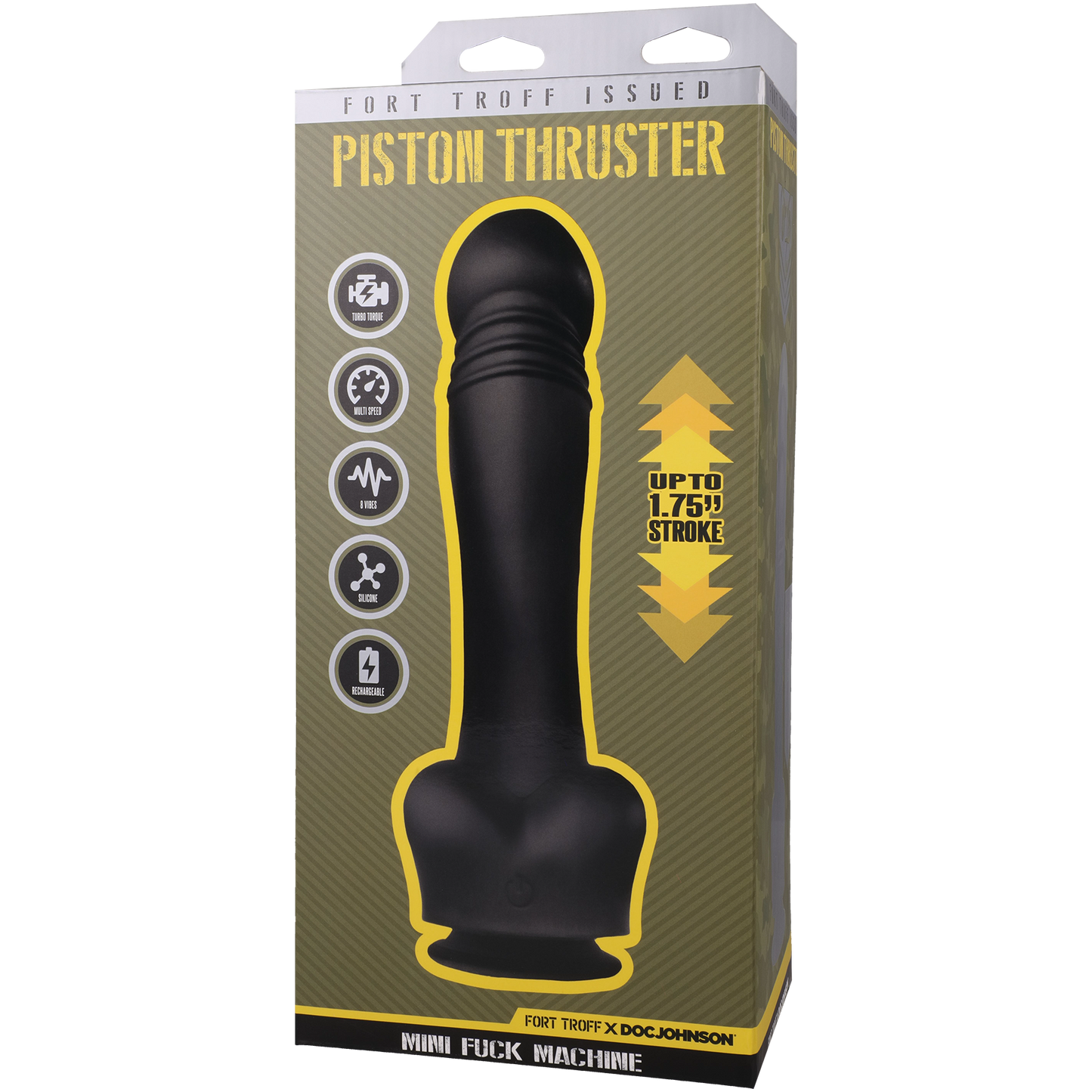 DOC JOHNSON - Fort Troff - Propulsor de pistón - Mini máquina sexual - Silicona recargable con mando a distancia - Negro