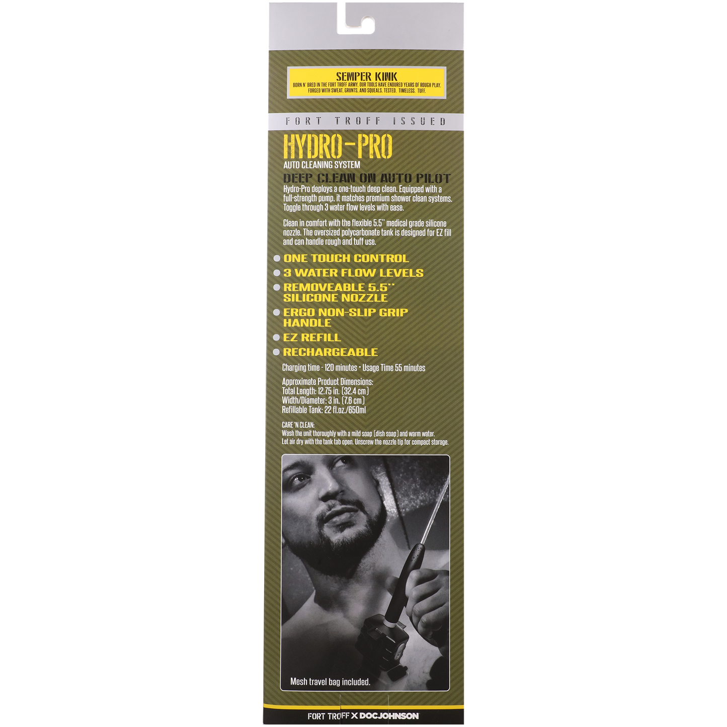 DOC JOHNSON - Fort Troff - Hydro-Pro (sistema de limpieza) - Negro, transparente