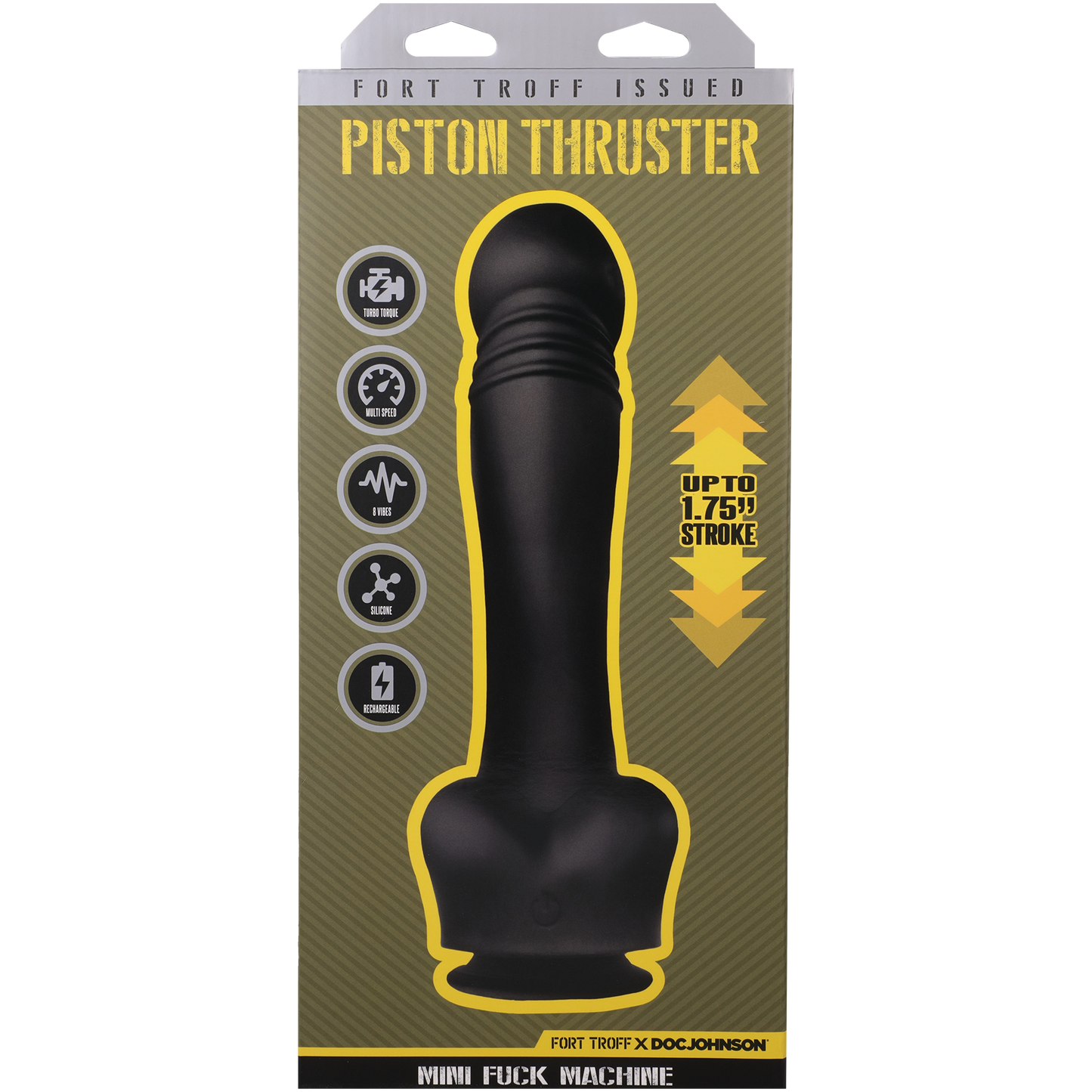 DOC JOHNSON - Fort Troff - Propulsor de pistón - Mini máquina sexual - Silicona recargable con mando a distancia - Negro