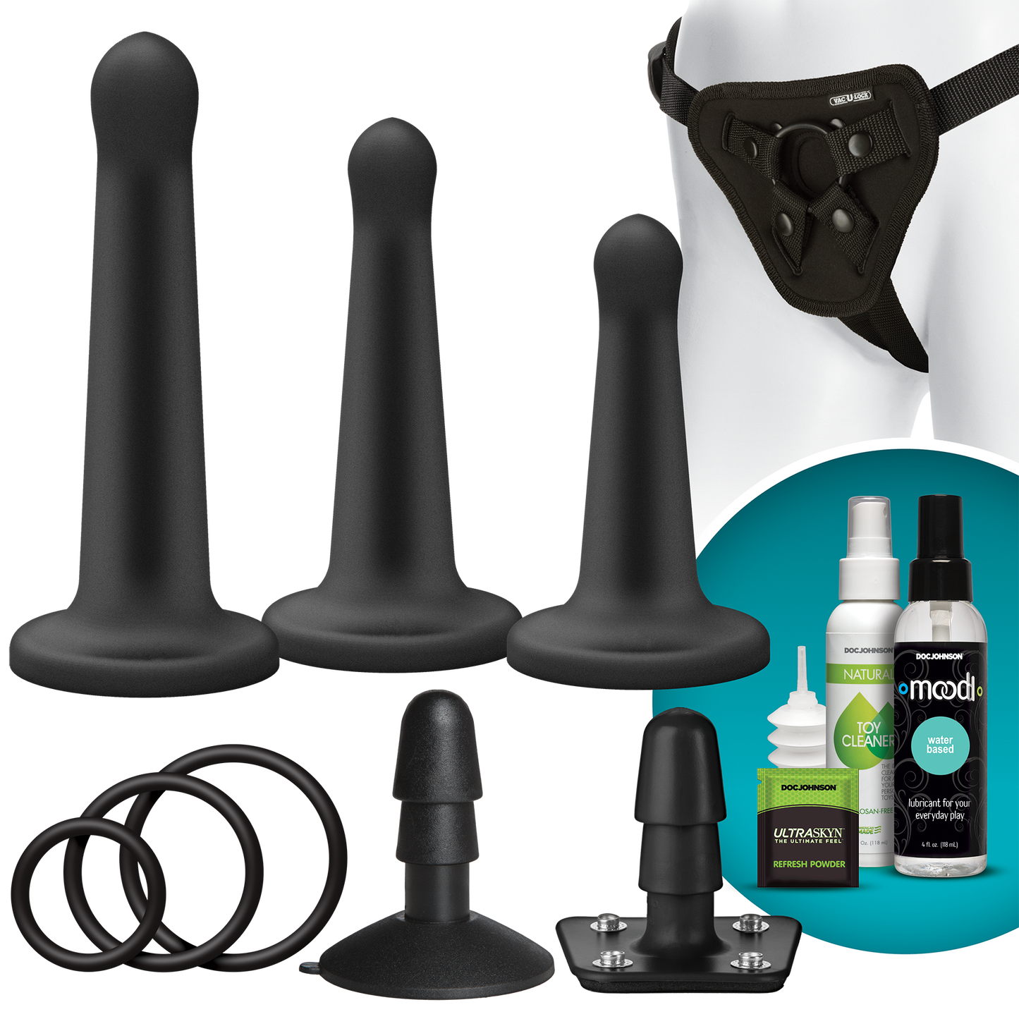 Vac-U-Lock - Juego de clavijas de silicona - Negro