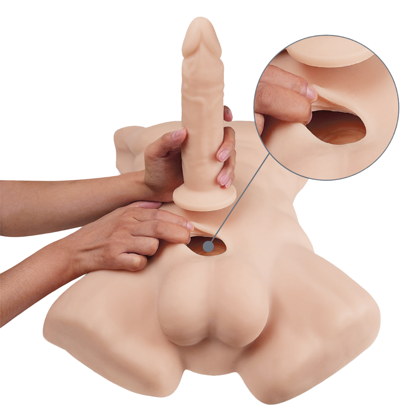SILEX-D - Apollo L Torso Masculino + Dildo de Silicona Líquida Modelo 2 (7") - Vainilla