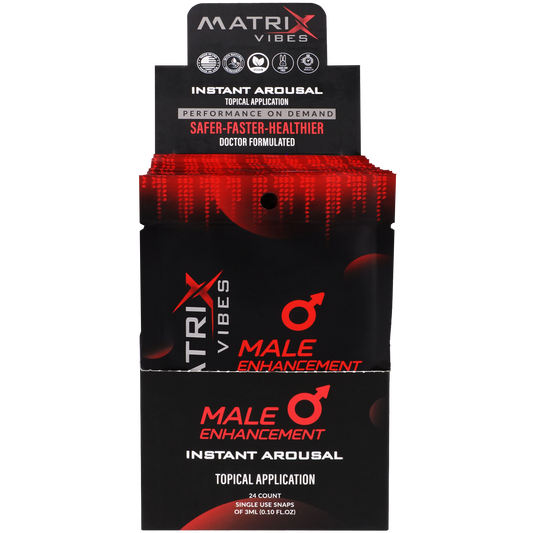 Matrix - Aumento Masculino, Excitación Instantánea Aplicación Tópica - Expositor de 24 Paquetes (3ml por paquete)