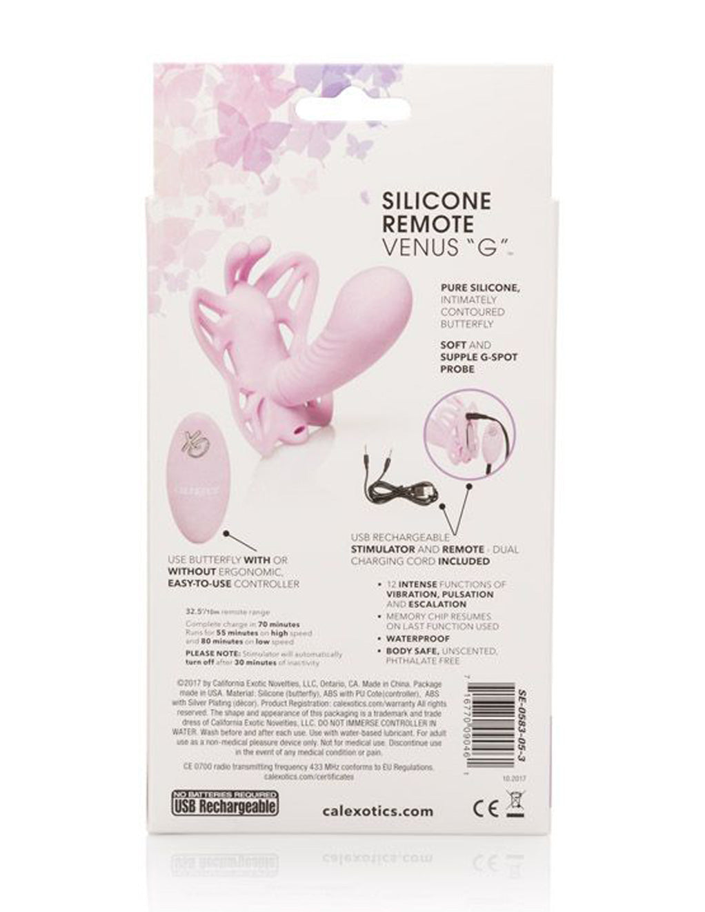 Cal Exotics Venus Butterfly Pink Remote Control Dual Stimulation Massager